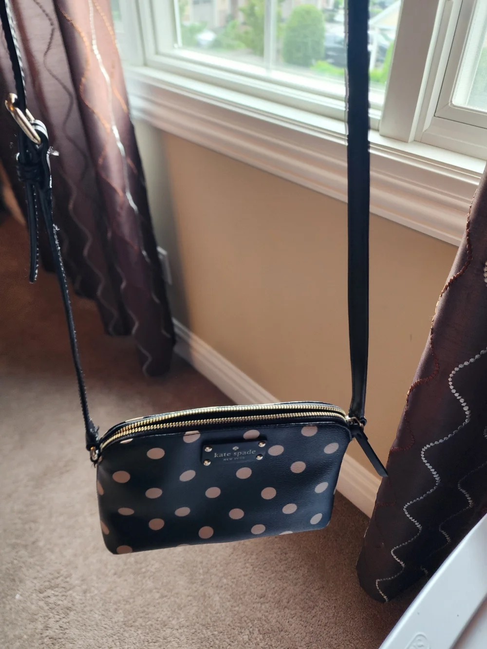 Kate Spade New York Wellesley Black Polka Dot Crossbody Bag & Stacy Wallet Bundl